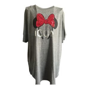 Disney Parks Minnie Mouse Shirt Red Sequined Bow ICON Top Ears Headband Sz Large